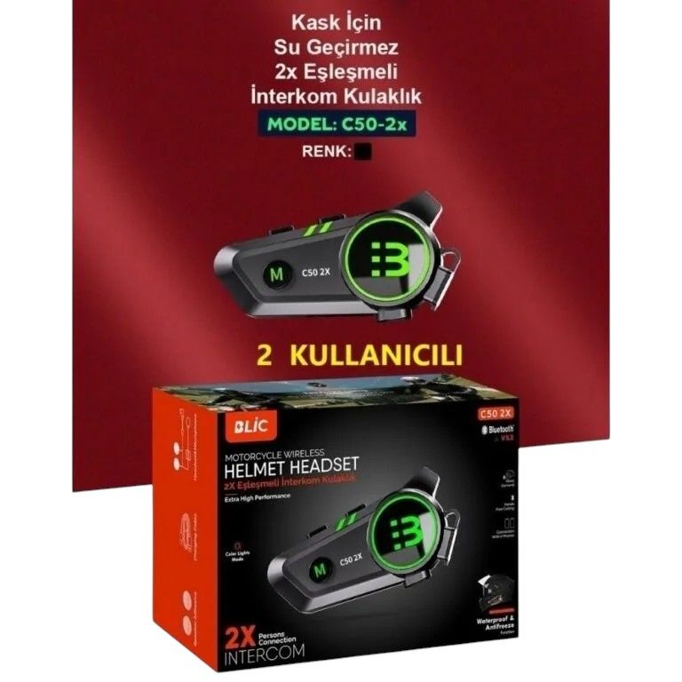 C50 2x Bluetooth Intercom Set - Motosiklet interkom
