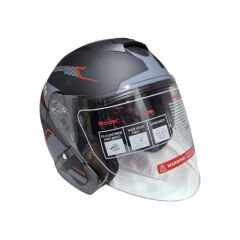 Siyah Gri Vizörlü Yarım Kask