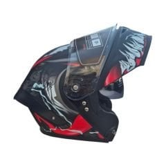 Siyah Spider Çene Açılır Kask Vizörlü