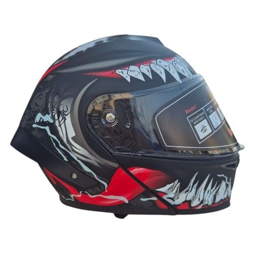 Siyah Spider Çene Açılır Kask Vizörlü